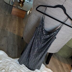 Topshop Black and Silver Sequin Dress